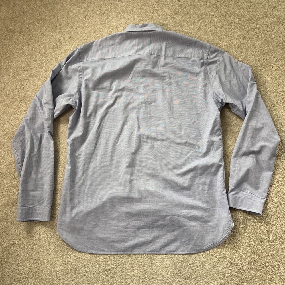 Oliver Spencer Mens Blue Penny Collar Button Down Shirt Size 17 - Picture 2 of 9